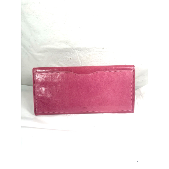 Abas Pink Leather Clutch Envelope Wallet Travel Barbie Pink - Picture 2 of 15